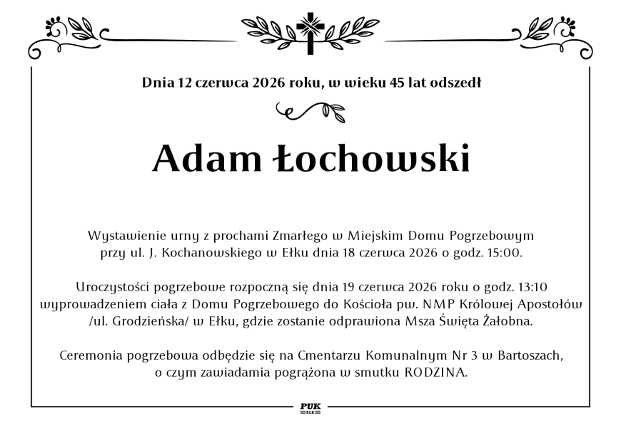 Adam Łochowski - nekrolog
